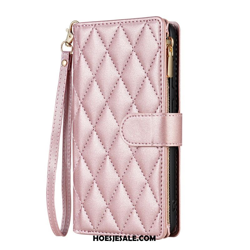 Flip Case Leren Samsung Galaxy S26 Gewatteerd Met Verstelbare Schouderband