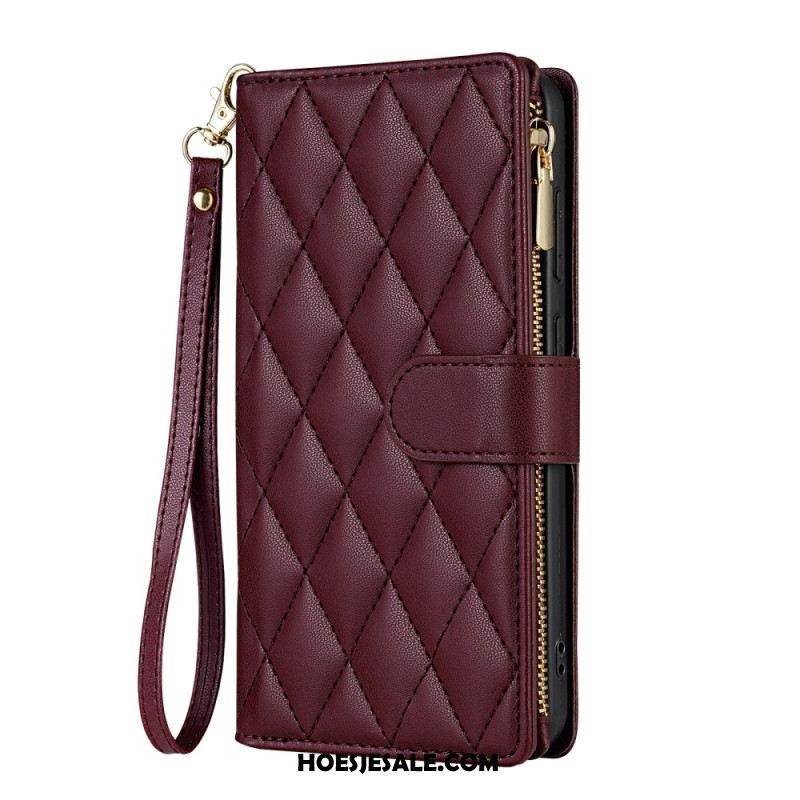 Flip Case Leren Samsung Galaxy S26 Gewatteerd Met Verstelbare Schouderband