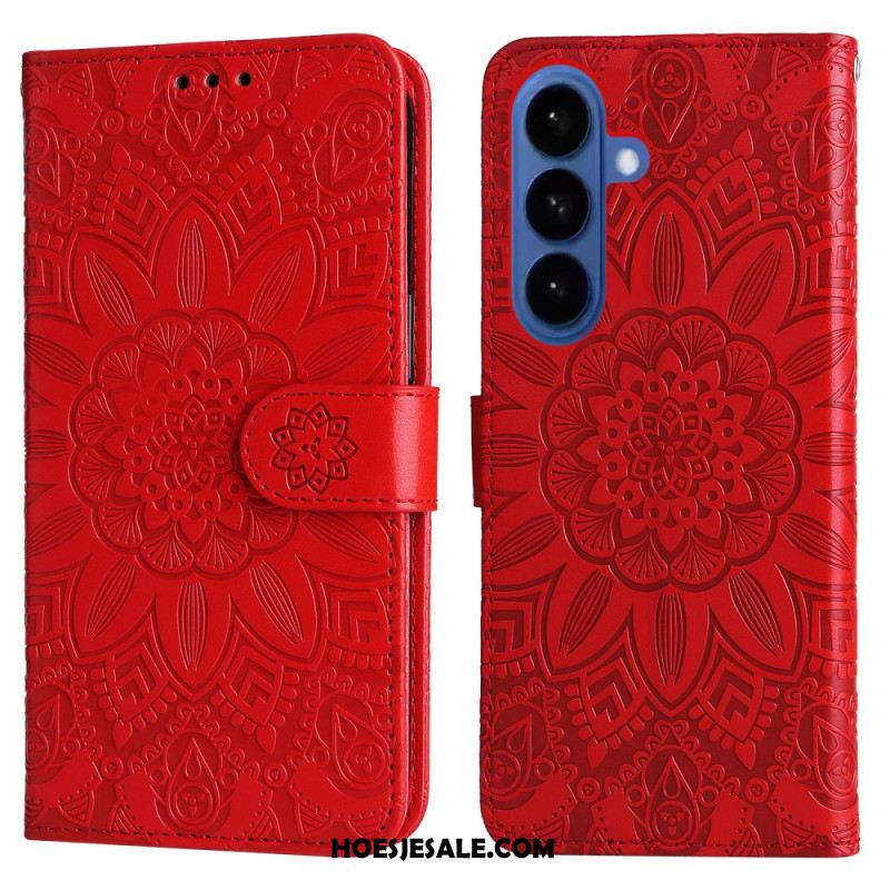 Flip Case Leren Samsung Galaxy S26 Zonnebloempatroon