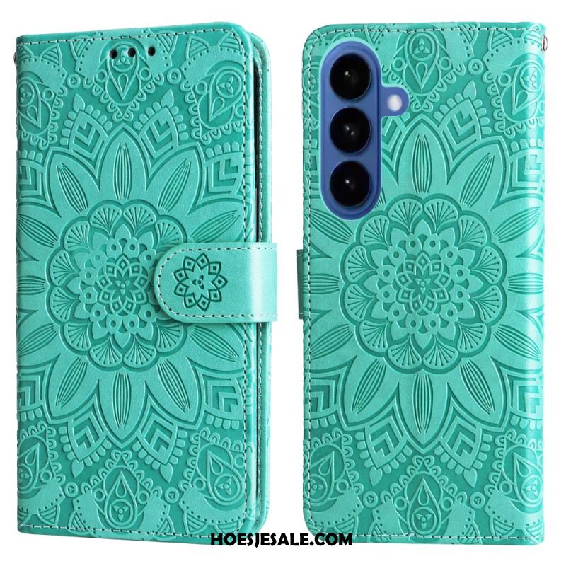 Flip Case Leren Samsung Galaxy S26 Zonnebloempatroon