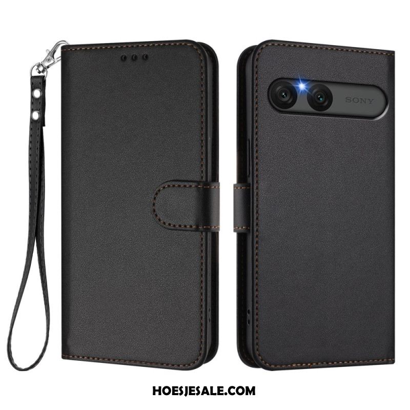 Flip Case Leren Sony Xperia 10 Vii Effen Imitatieleer