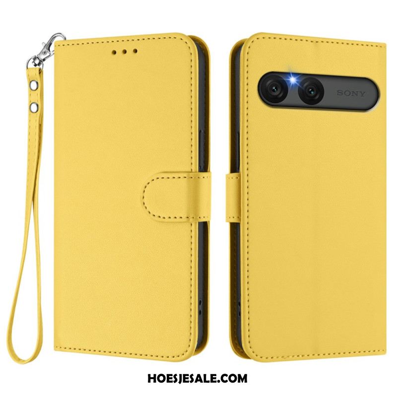 Flip Case Leren Sony Xperia 10 Vii Effen Imitatieleer