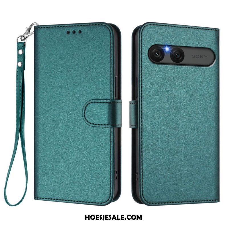 Flip Case Leren Sony Xperia 10 Vii Effen Imitatieleer