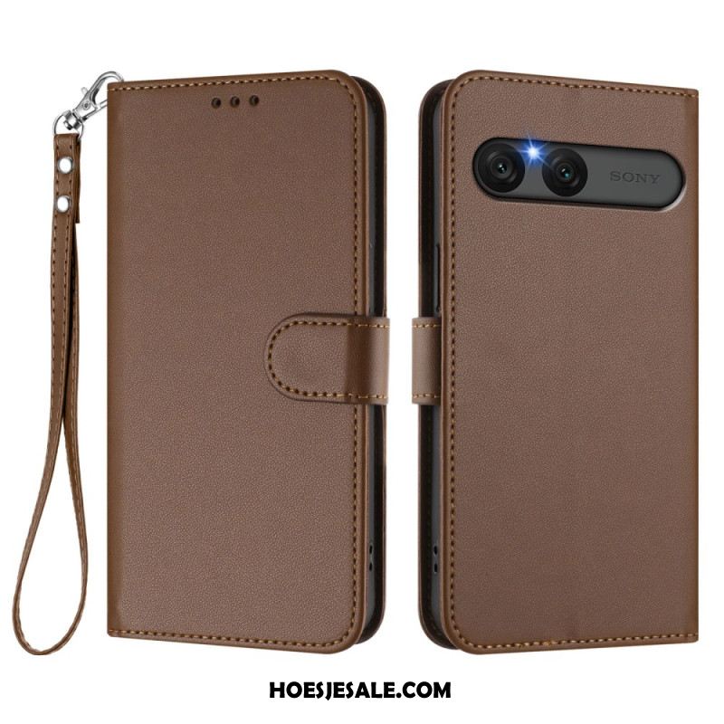 Flip Case Leren Sony Xperia 10 Vii Effen Imitatieleer