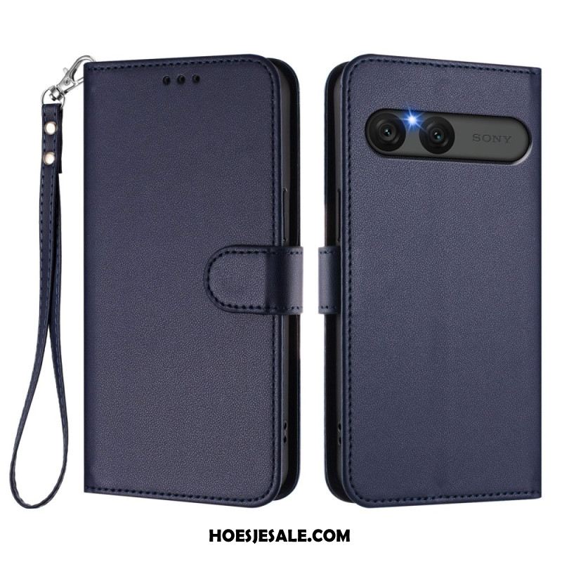 Flip Case Leren Sony Xperia 10 Vii Effen Imitatieleer