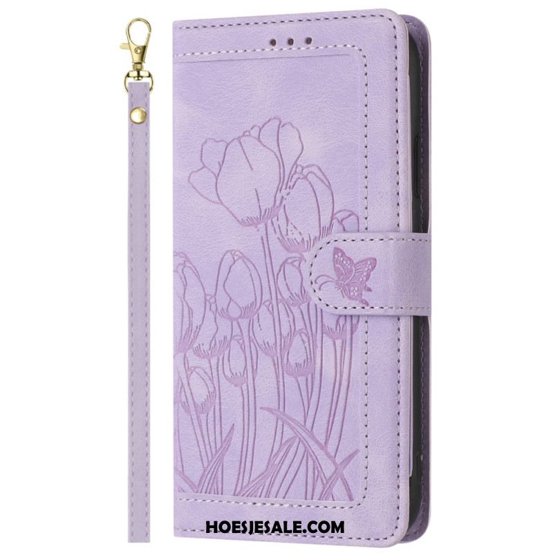 Flip Case Leren Xiaomi 15t Pro Suède-effect Bloemenprint