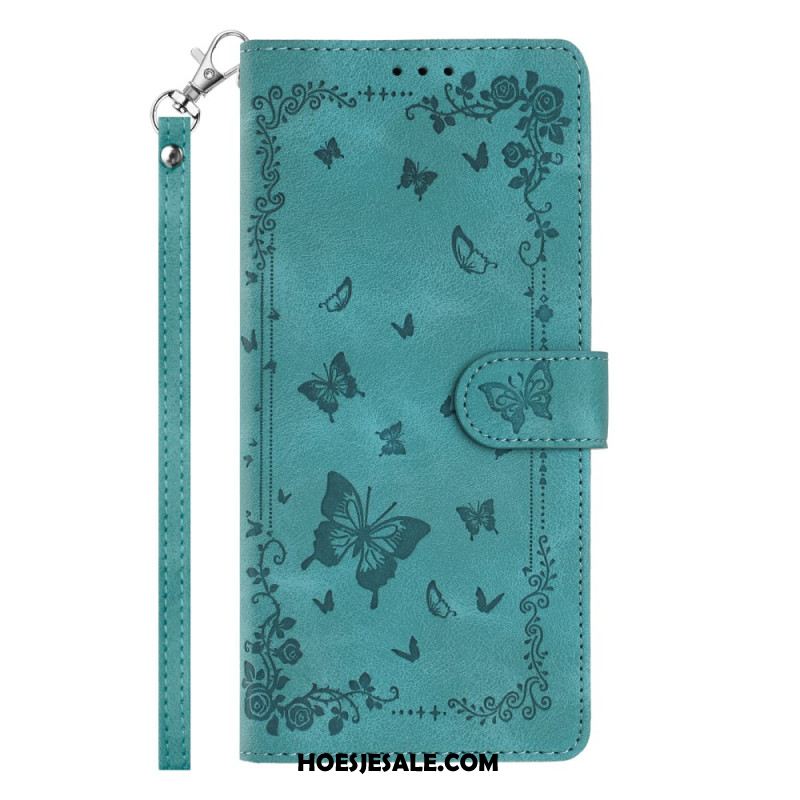 Flip Case Leren Xiaomi 17 Pro Max Suède-effect Vlinders