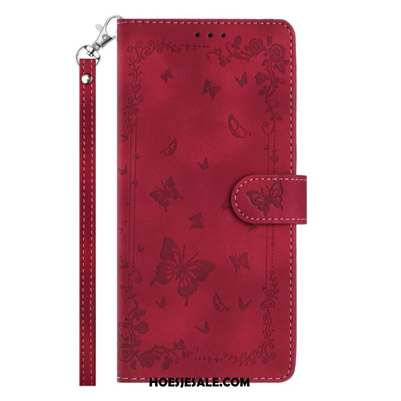 Flip Case Leren Xiaomi 17 Pro Max Suède-effect Vlinders