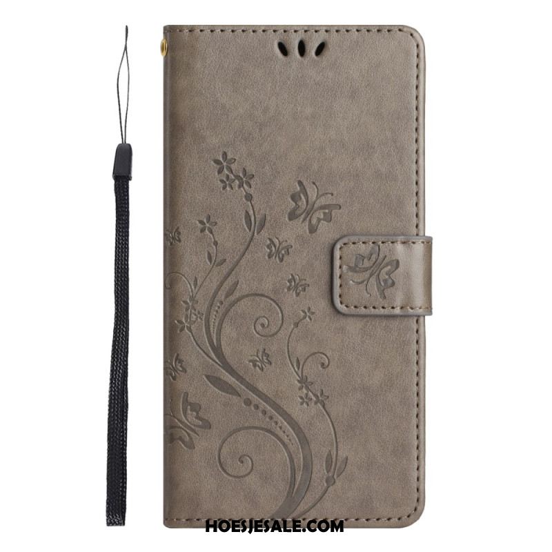 Flip Case Leren Xiaomi Redmi Note 14 5g Bloemen En Vlinders