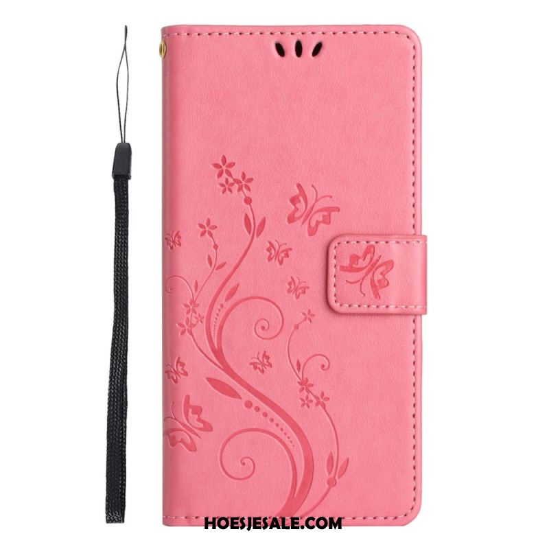 Flip Case Leren Xiaomi Redmi Note 14 5g Bloemen En Vlinders