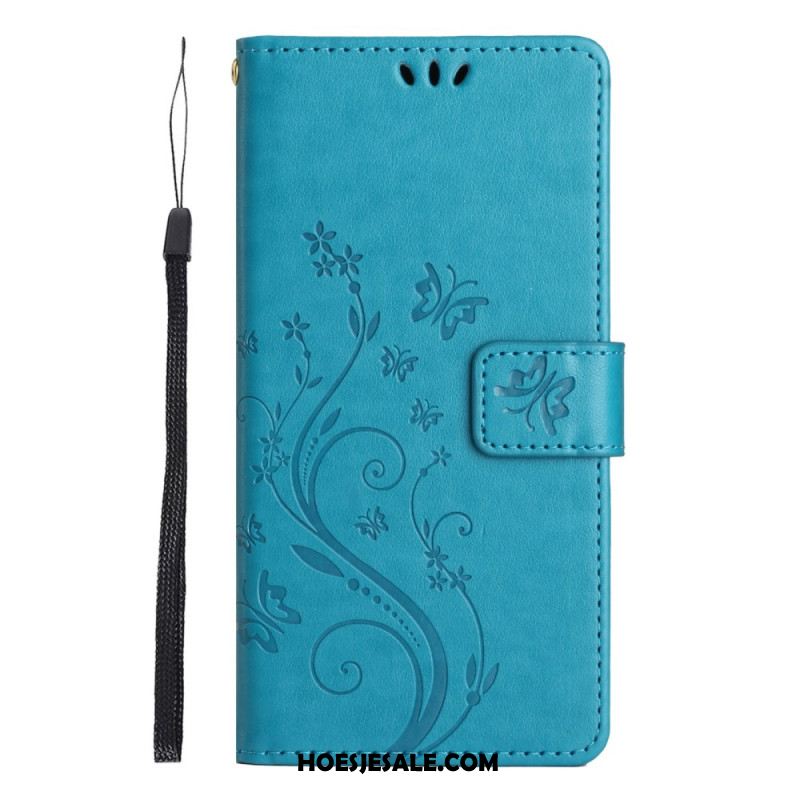 Flip Case Leren Xiaomi Redmi Note 14 5g Bloemen En Vlinders