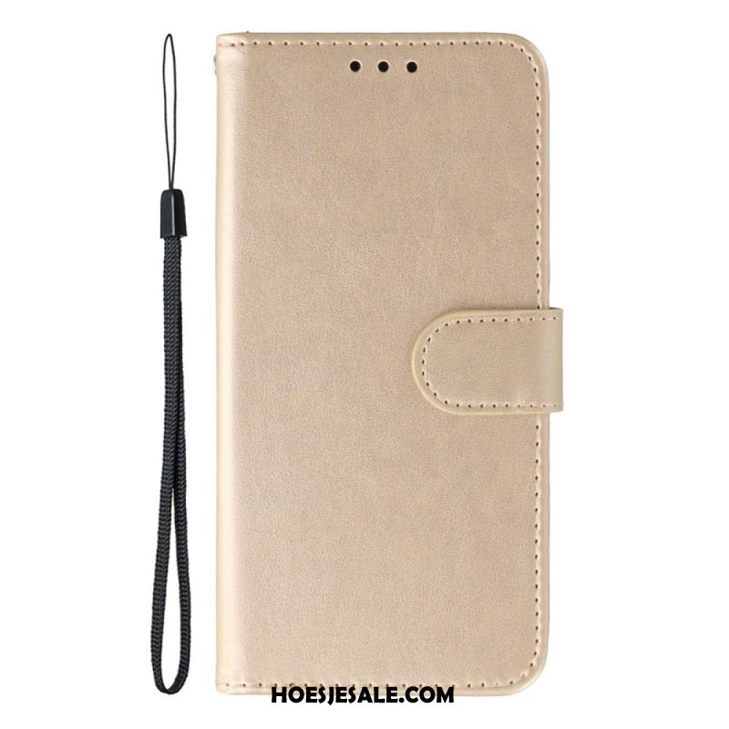 Flip Case Leren Xiaomi Redmi Note 14 5g Monochroom Lederlook Bandje