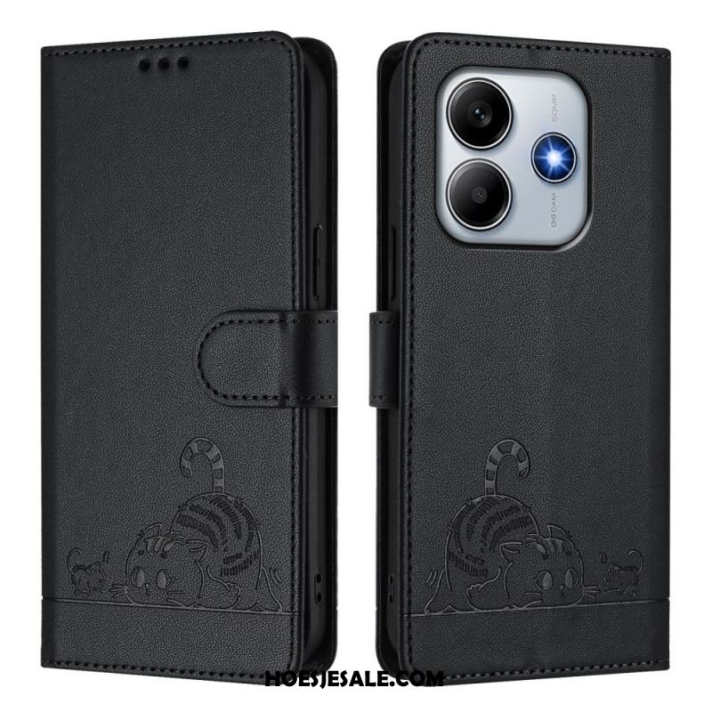 Flip Case Leren Xiaomi Redmi Note 14 5g Rfid-beschermende Kat Scène