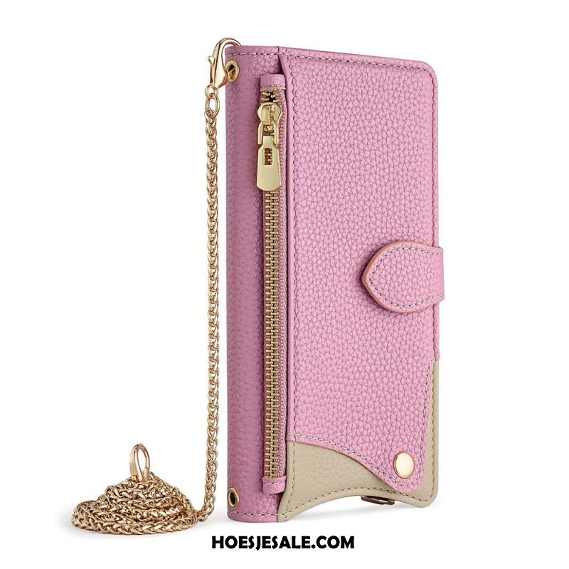 Flip Case Leren Xiaomi Redmi Note 14 Pro 4g Tweekleurige Portemonnee Met Ketting