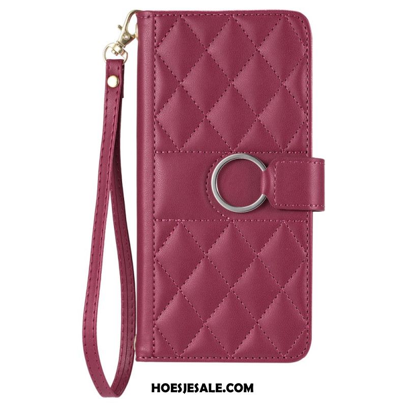 Flip Case Leren Xiaomi Redmi Note 14 Pro Plus 5g Gewatteerd Met Bandje En Schouderband