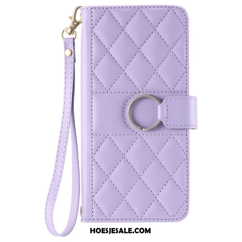 Flip Case Leren Xiaomi Redmi Note 14 Pro Plus 5g Gewatteerd Met Bandje En Schouderband