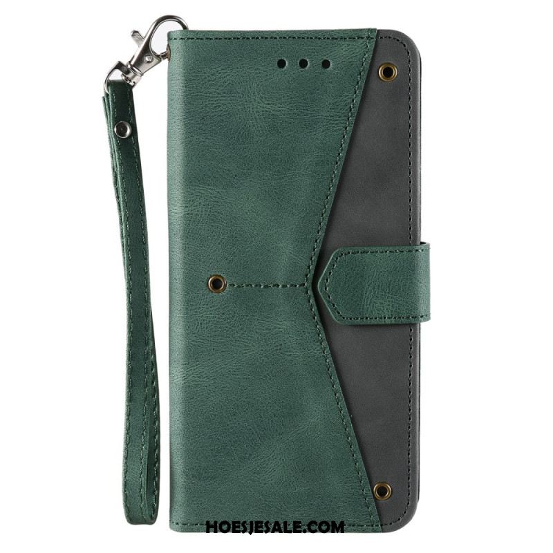 Flip Case Leren Xiaomi Redmi Note 15 Pro 5g Retro Design Met Bandje