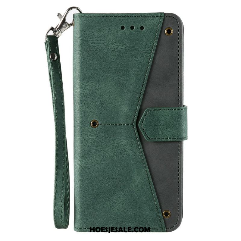 Flip Case Leren Xiaomi Redmi Note 15 Pro Plus 5g Tweekleurige Portemonnee Met Retro Bandje