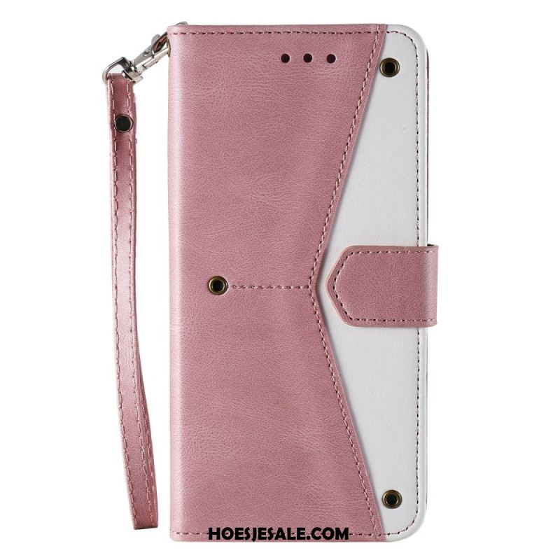 Flip Case Leren Xiaomi Redmi Note 15 Pro Plus 5g Tweekleurige Portemonnee Met Retro Bandje