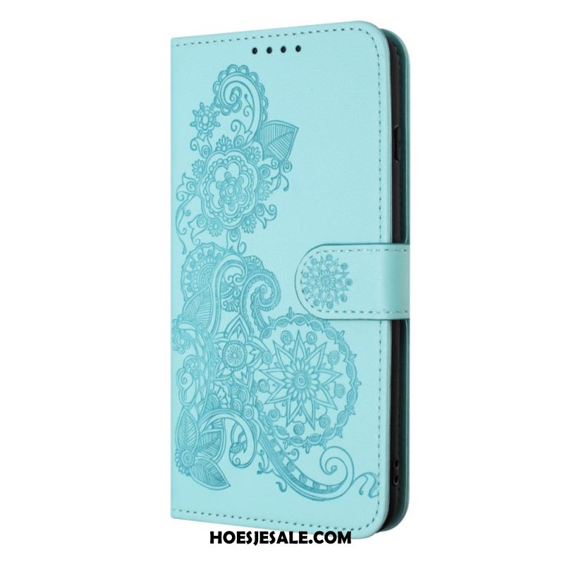 Flip Case Leren iPhone 17 Pro Max Bloemenkant