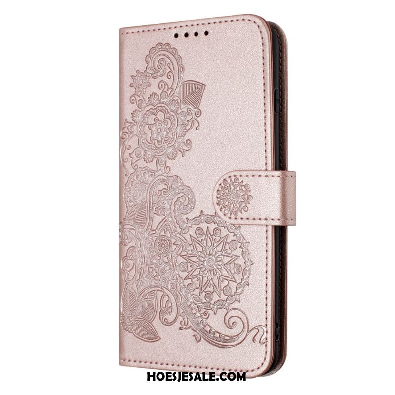 Flip Case Leren iPhone 17 Pro Max Bloemenkant
