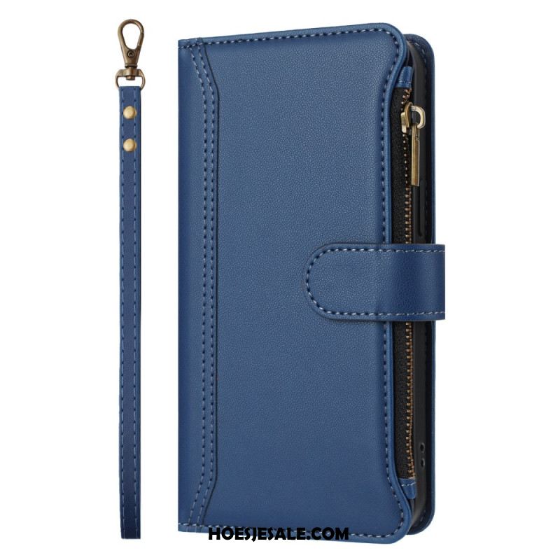 Flip Case Leren iPhone 17 Pro Portemonnee Met 9 Kaartsleuven En Draagkoord