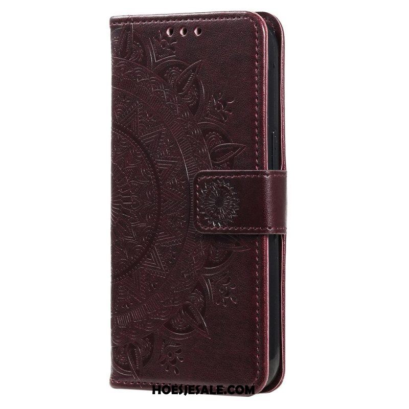 Flip Case voor Huawei Mate 50 Pro Mandala Zon Met Lanyard
