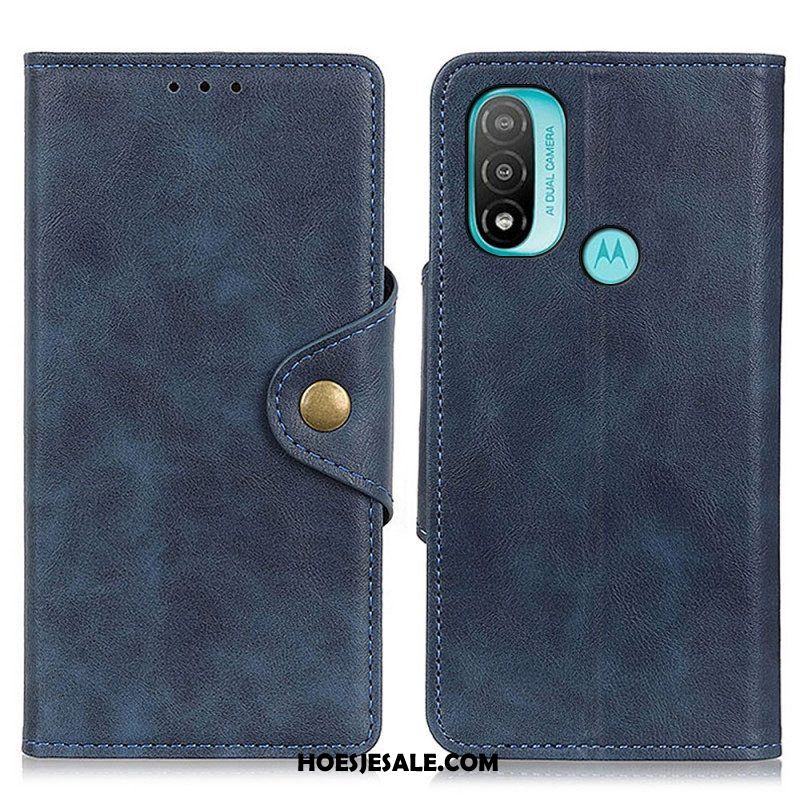 Flip Case voor Moto E40 / E30 / E20 Vintage Kunstleer En Knop