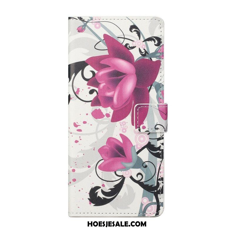 Flip Case voor OnePlus Nord 2 5G Tropische Bloemen
