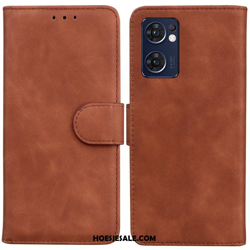 Flip Case voor Oppo Find X5 Lite Huid-aanraking Vlinder