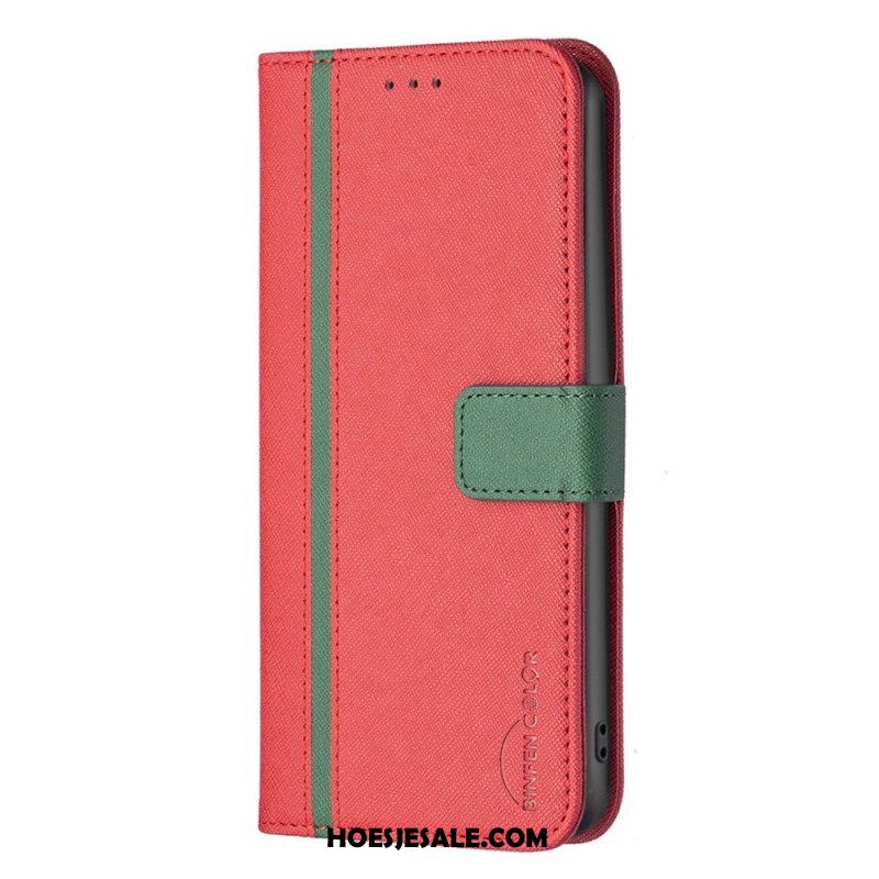 Flip Case voor Oppo Find X5 Lite Imitatieleer Tetxuré Binfen Kleur