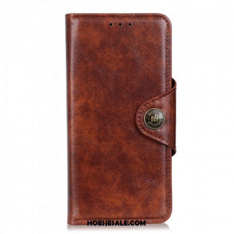 Flip Case voor Oppo Reno 6 5G Vintage Knop Van Imitatieleer