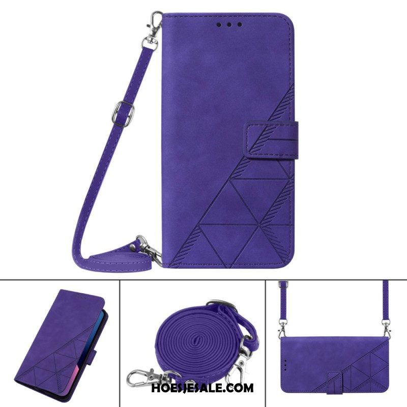 Flip Case voor Oppo Reno 8 Pro Driehoeken Met Schouderriem