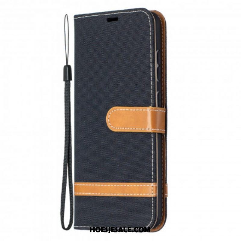 Flip Case voor Samsung Galaxy A52 4G / A52 5G / A52s 5G Met Ketting Band Van Stof En Leereffect