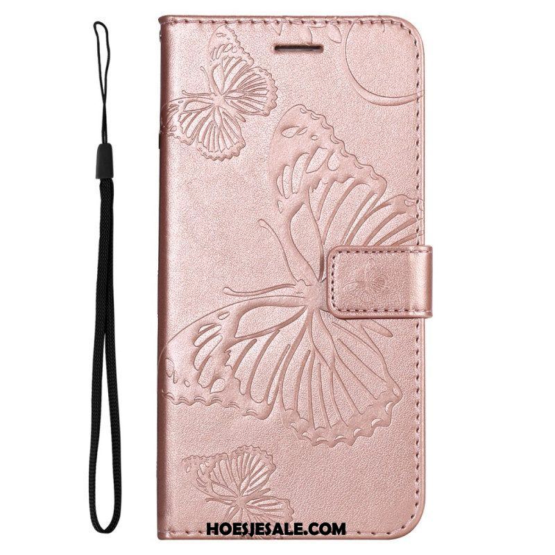 Flip Case voor Samsung Galaxy A53 5G Met Ketting Gigantische Riemvlinders