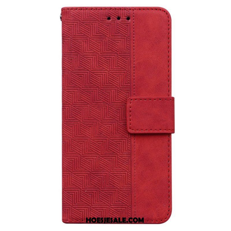 Flip Case voor Samsung Galaxy A54 5G Discrete Patronen En Riem