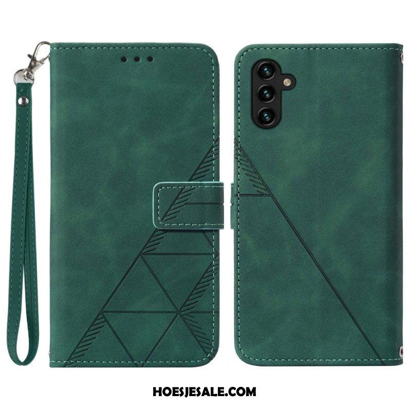 Flip Case voor Samsung Galaxy A54 5G Met Ketting Riem Driehoeken