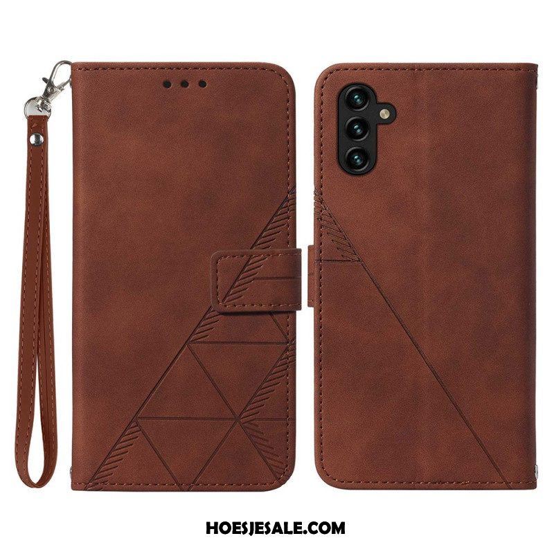 Flip Case voor Samsung Galaxy A54 5G Met Ketting Riem Driehoeken