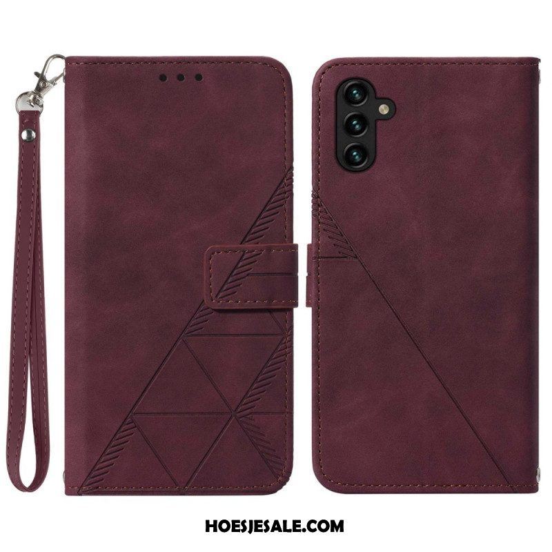 Flip Case voor Samsung Galaxy A54 5G Met Ketting Riem Driehoeken