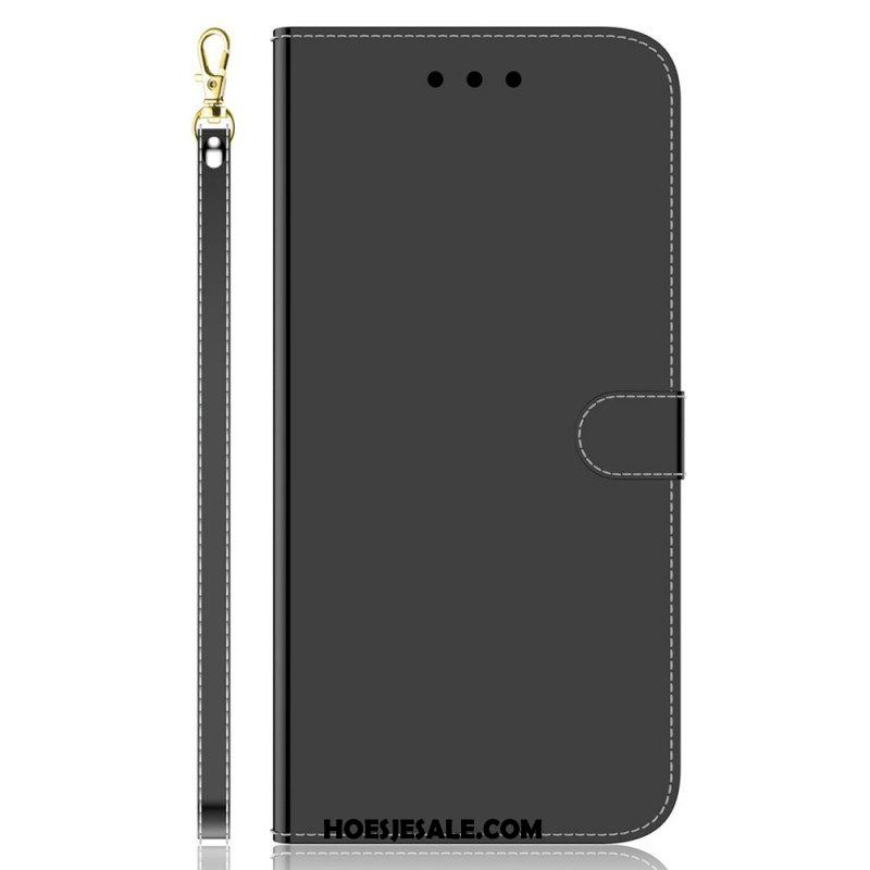 Flip Case voor Samsung Galaxy M33 5G Spiegel En Lanyard