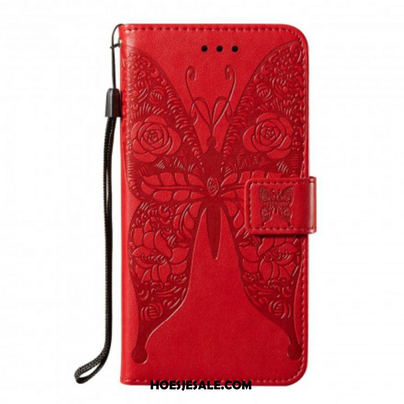 Flip Case voor Samsung Galaxy S21 5G Vlinder Bloemenpatroon