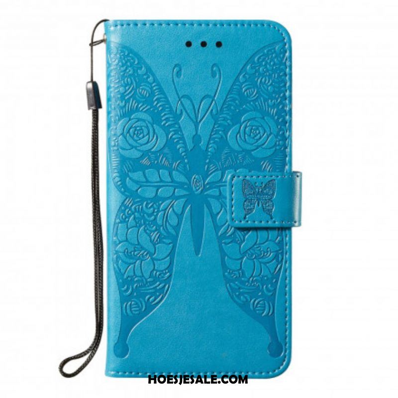 Flip Case voor Samsung Galaxy S21 5G Vlinder Bloemenpatroon