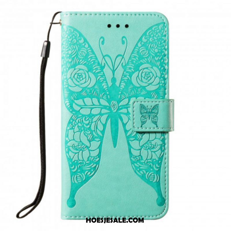 Flip Case voor Samsung Galaxy S21 5G Vlinder Bloemenpatroon