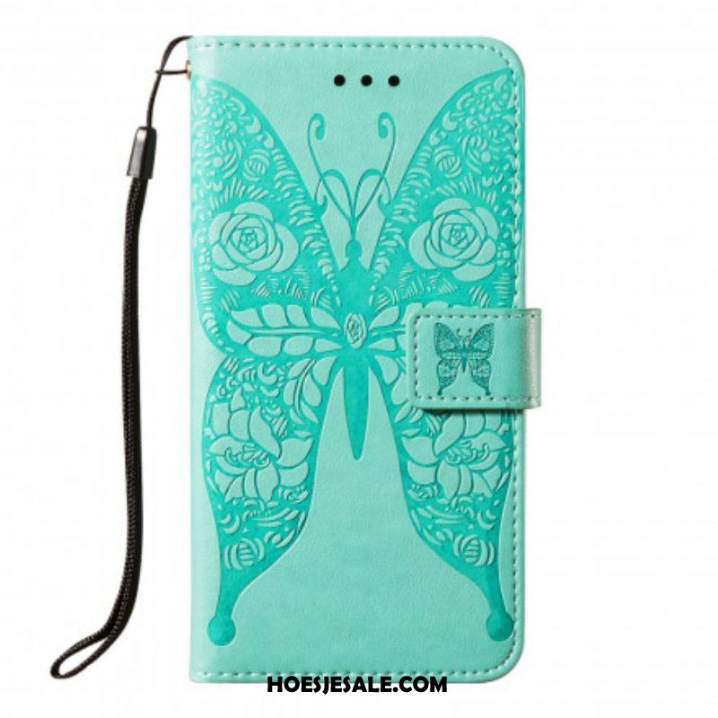 Flip Case voor Samsung Galaxy S21 5G Vlinder Bloemenpatroon