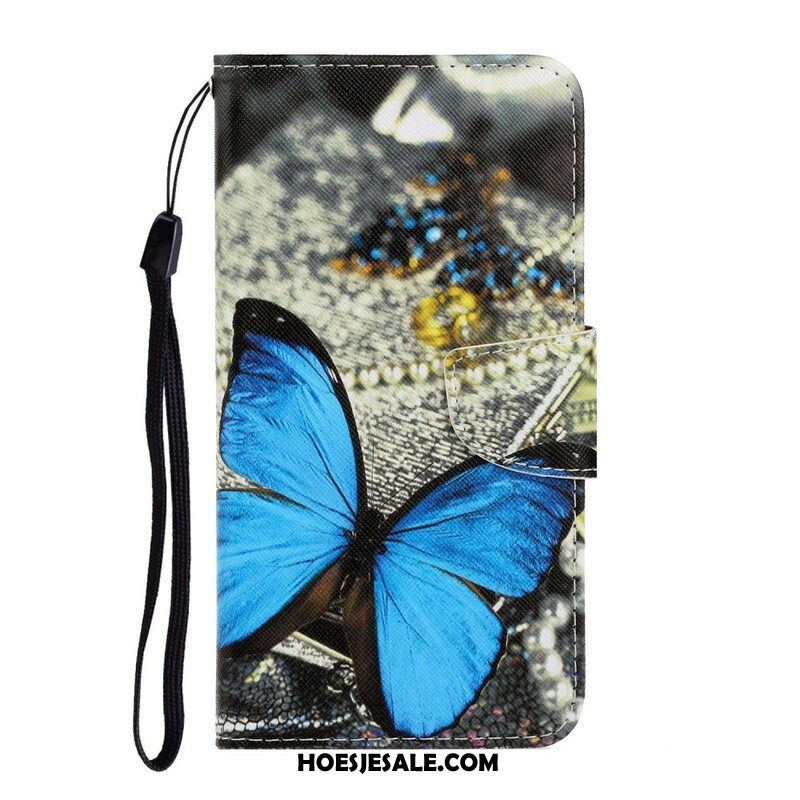 Flip Case voor Samsung Galaxy S21 FE Met Ketting Vlinderbandvariaties