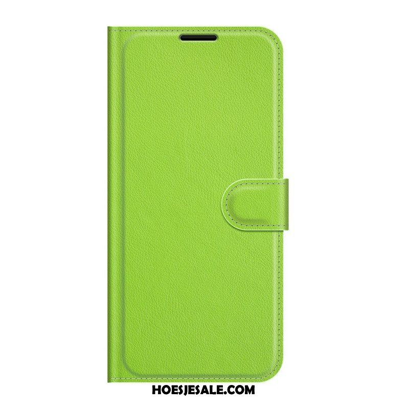 Flip Case voor Samsung Galaxy S22 5G Klassiek Litchi-leereffect