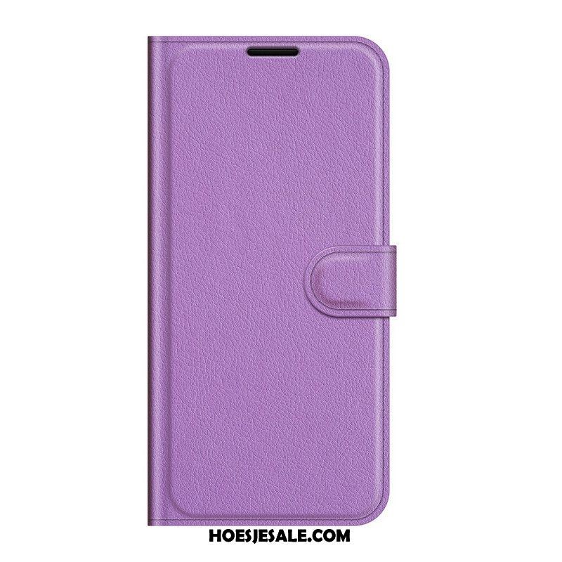 Flip Case voor Samsung Galaxy S22 5G Klassiek Litchi-leereffect