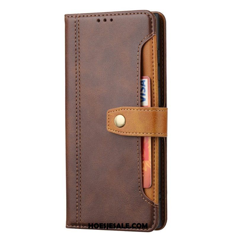 Flip Case voor Samsung Galaxy S22 Ultra 5G Kunstleer Met Riem