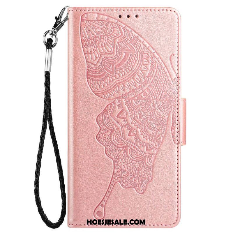 Flip Case voor Samsung Galaxy S23 5G Tweekleurige Barokke Vlinder
