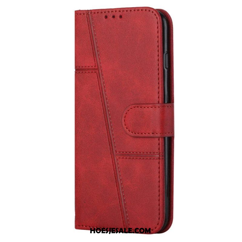 Flip Case voor Sony Xperia 10 IV Geometrische Lederen Stijl Met Riem